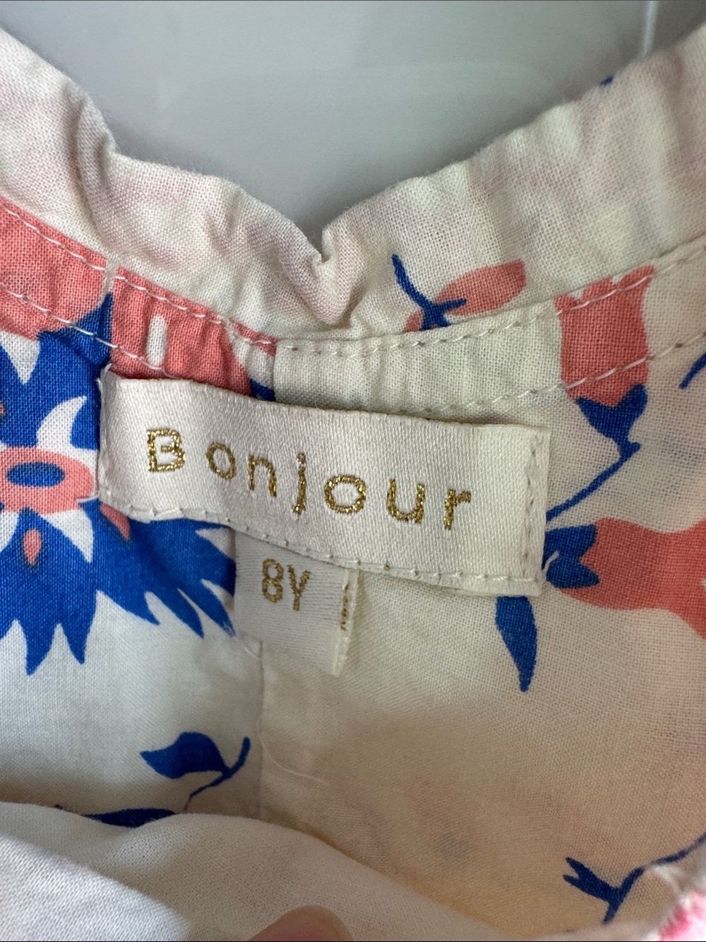 Bonjour diary Floral Two-Piece Set in Cream with Pink & Blue Flowers size8y - Picture 2 of 7